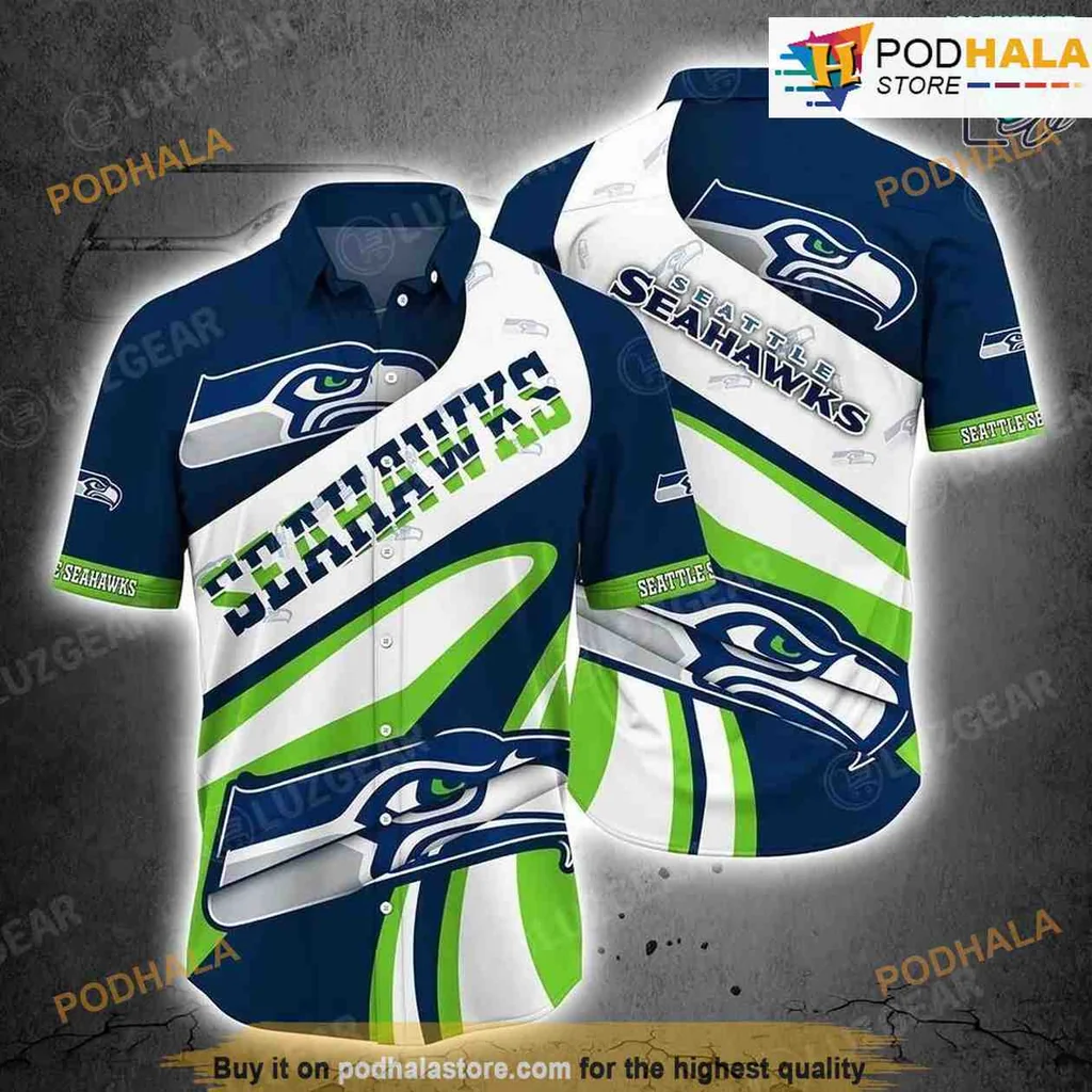Seattle Seahawks Hawaiian Shirt, Bold Team Colors And Logo For Fans