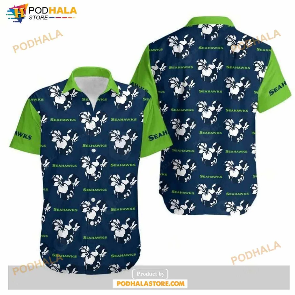 Seattle Seahawks Hawaiian Shirt Featuring Hibiscus Flowers And Summer Vibes