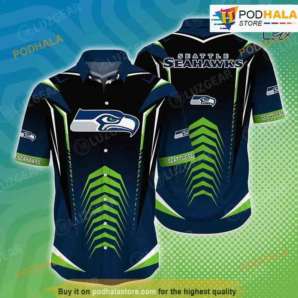 Seattle Seahawks Hawaiian Shirt Featuring Team Logo And Vibrant Design