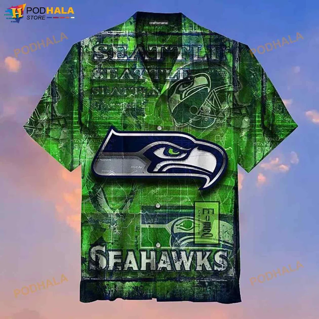 Seattle Seahawks Hawaiian Shirt With Bold Logo And Vibrant Green Design