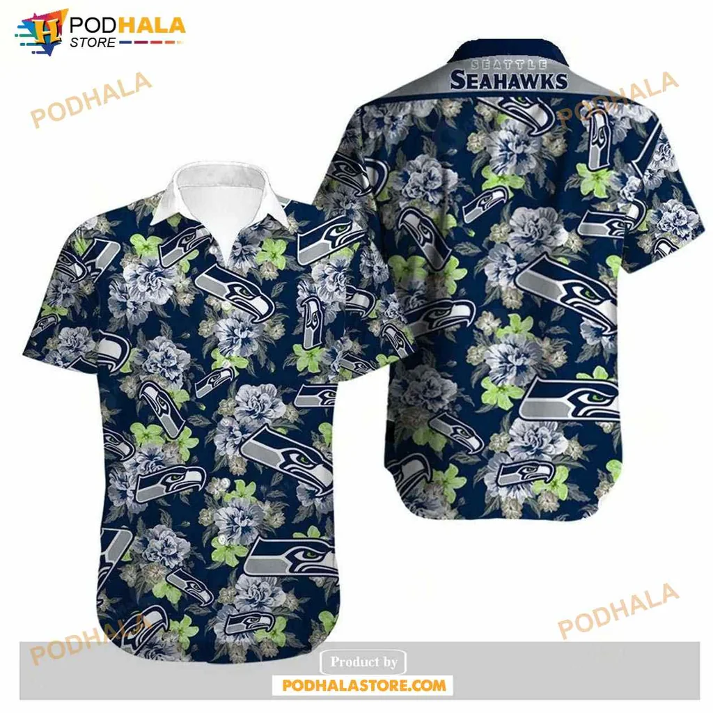 Seattle Seahawks Hawaiian Shirt With Tropical Floral Patterns