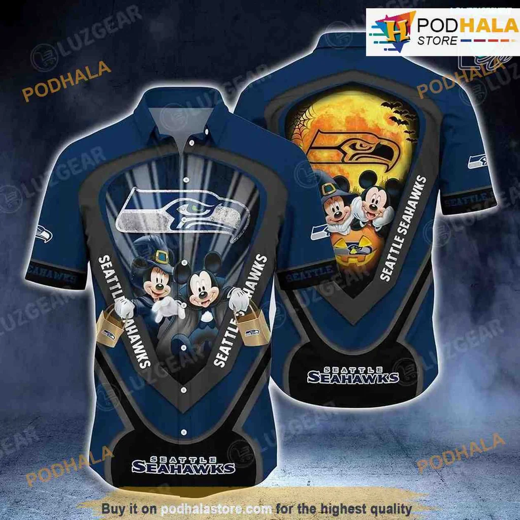 Seattle Seahawks Mickey Mouse Hawaiian Shirt For Halloween Fans