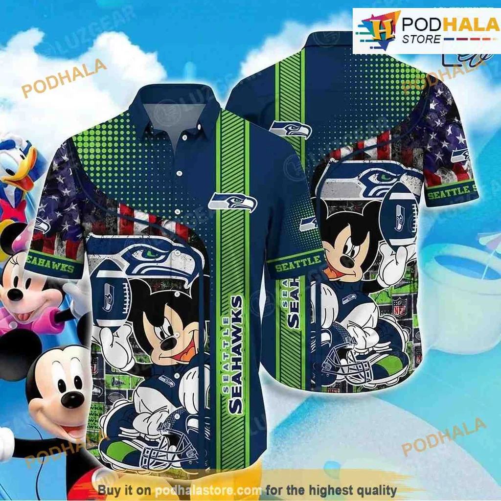 Seattle Seahawks Mickey Mouse Hawaiian Shirt, Fun Nfl Fan Apparel