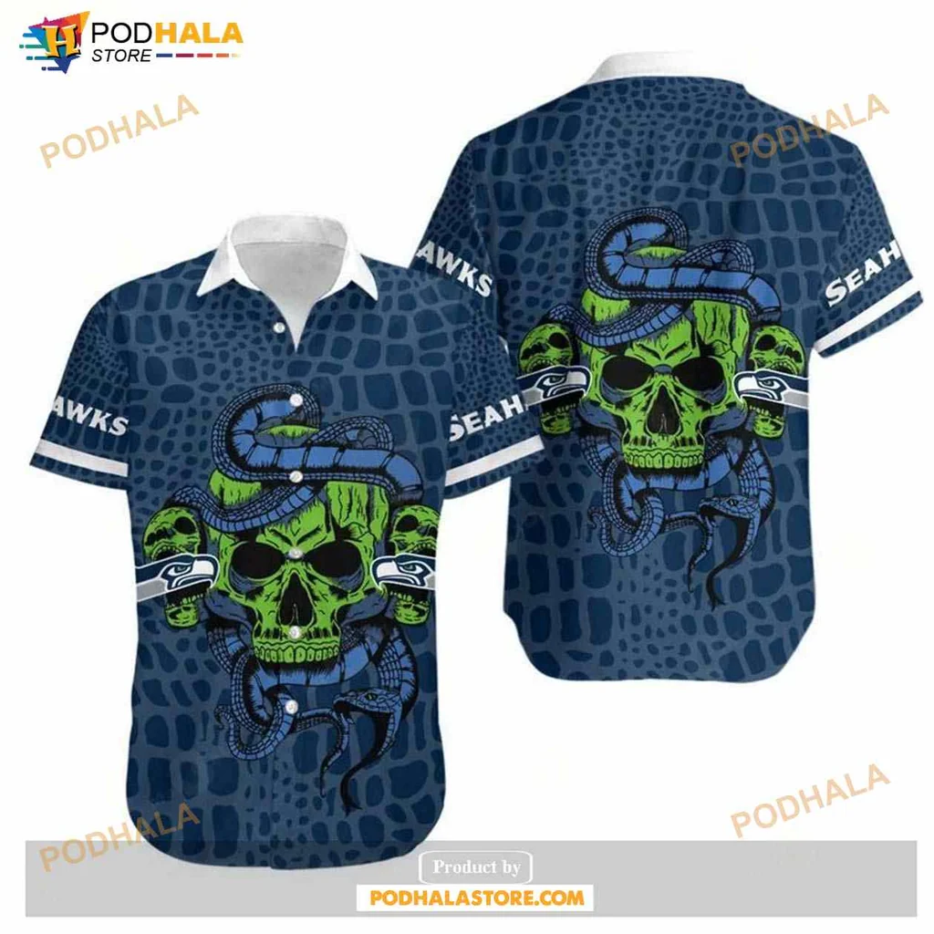 Seattle Seahawks Skull Snake Hawaiian Shirt For Summer Events