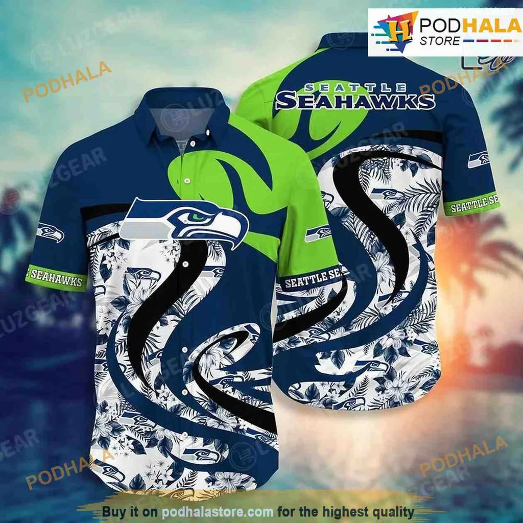 Seattle Seahawks Tropical Hawaiian Shirt Featuring Seahawk Design