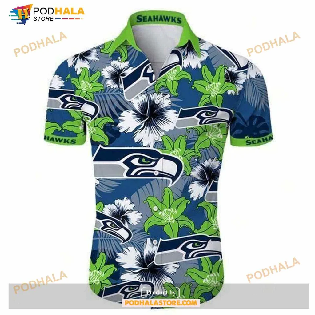 Seattle Seahawks Tropical Hawaiian Shirt With Bold Floral Design