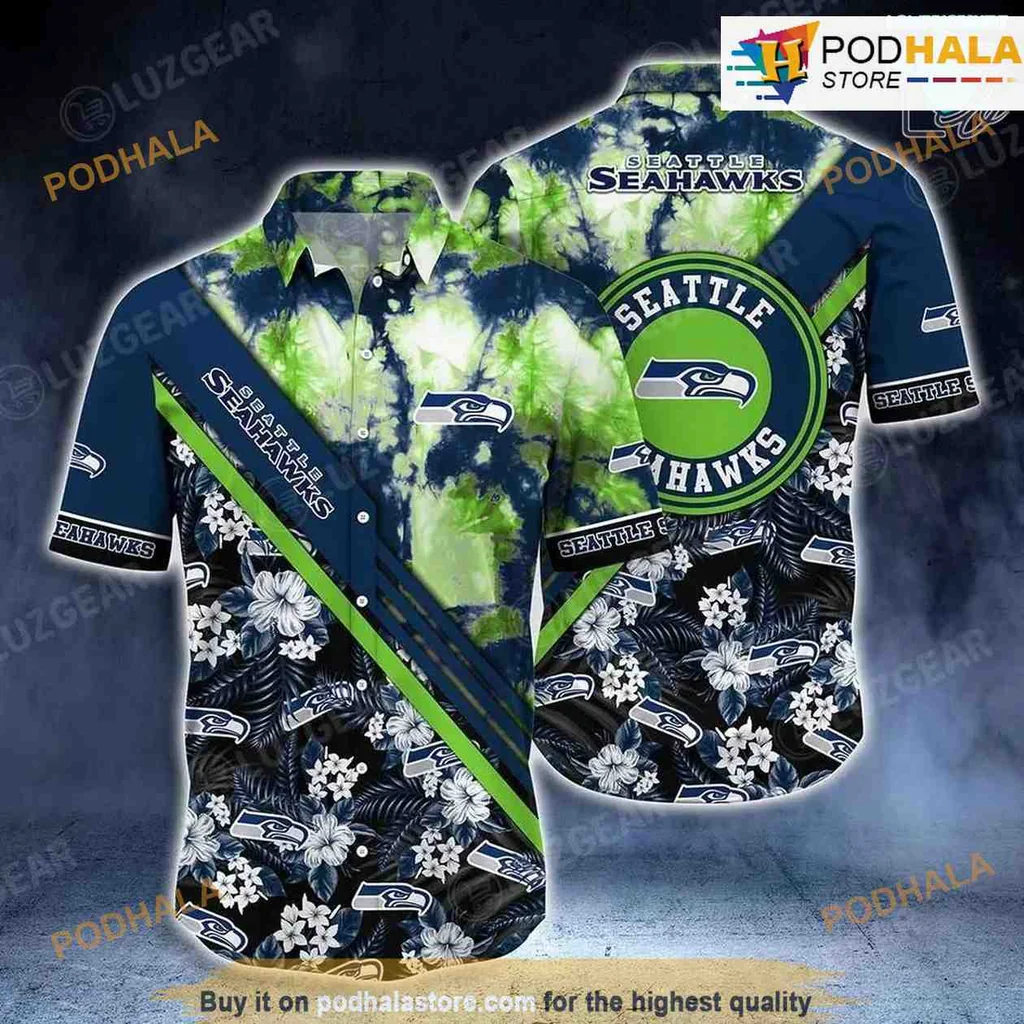 Seattle Seahawks Tropical Hawaiian Shirt With Bold Logo And Floral Patterns