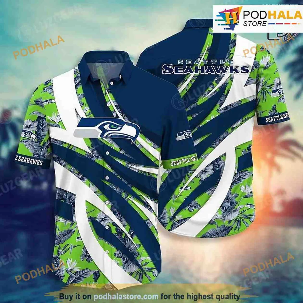 Seattle Seahawks Tropical Hawaiian Shirt With Bold Team Logo And Floral Patterns