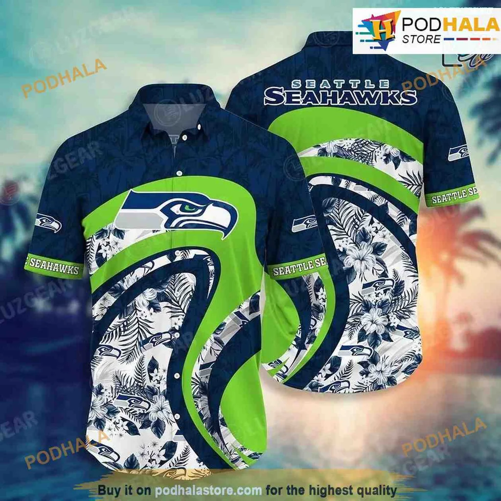 Seattle Seahawks Tropical Hawaiian Shirt With Floral Design