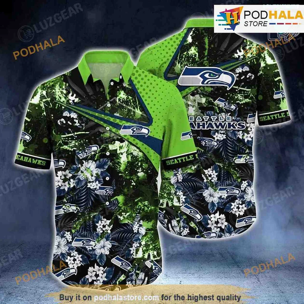 Seattle Seahawks Tropical Hawaiian Shirt With Floral Patterns For Fans