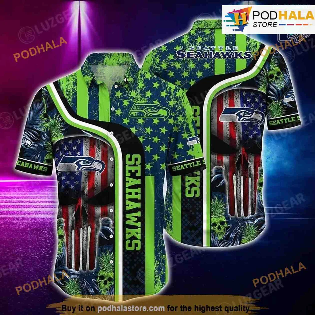 Seattle Seahawks Tropical Hawaiian Shirt With Patriotic Design