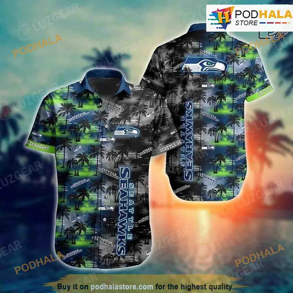Seattle Seahawks Tropical Hawaiian Shirt With Vibrant Palm Tree Design