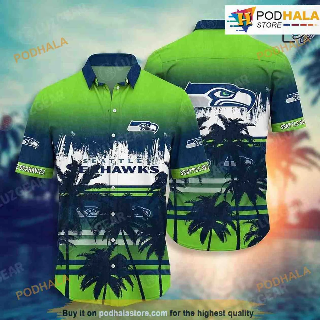 Seattle Seahawks Tropical Hawaiian Shirt With Vibrant Palm Tree Design