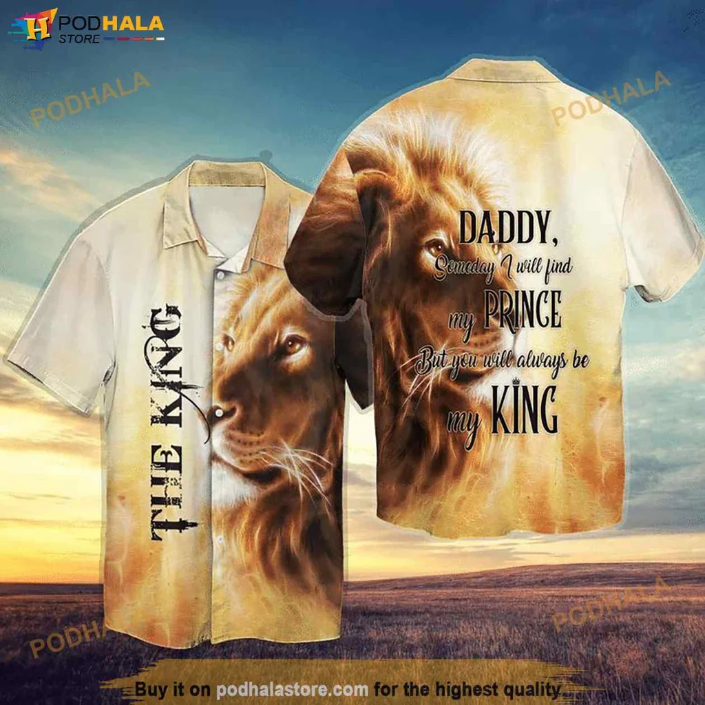 Sentimental Lion Aloha Hawaiian Shirt, Daddy Love Graphic Tee For Family Gatherings
