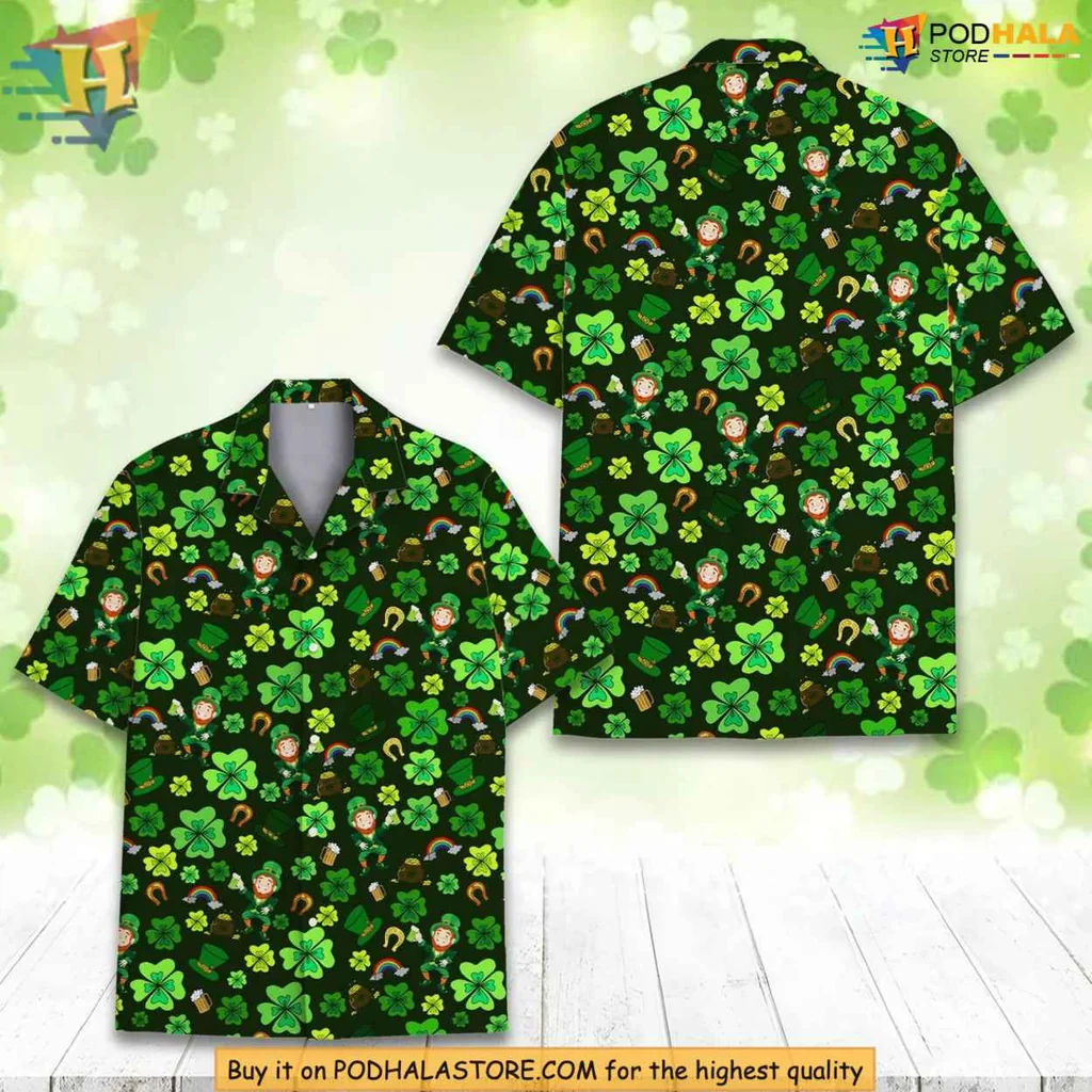 Shamrock Clover Hawaiian Shirt, Festive Green Design For St Patricks Day