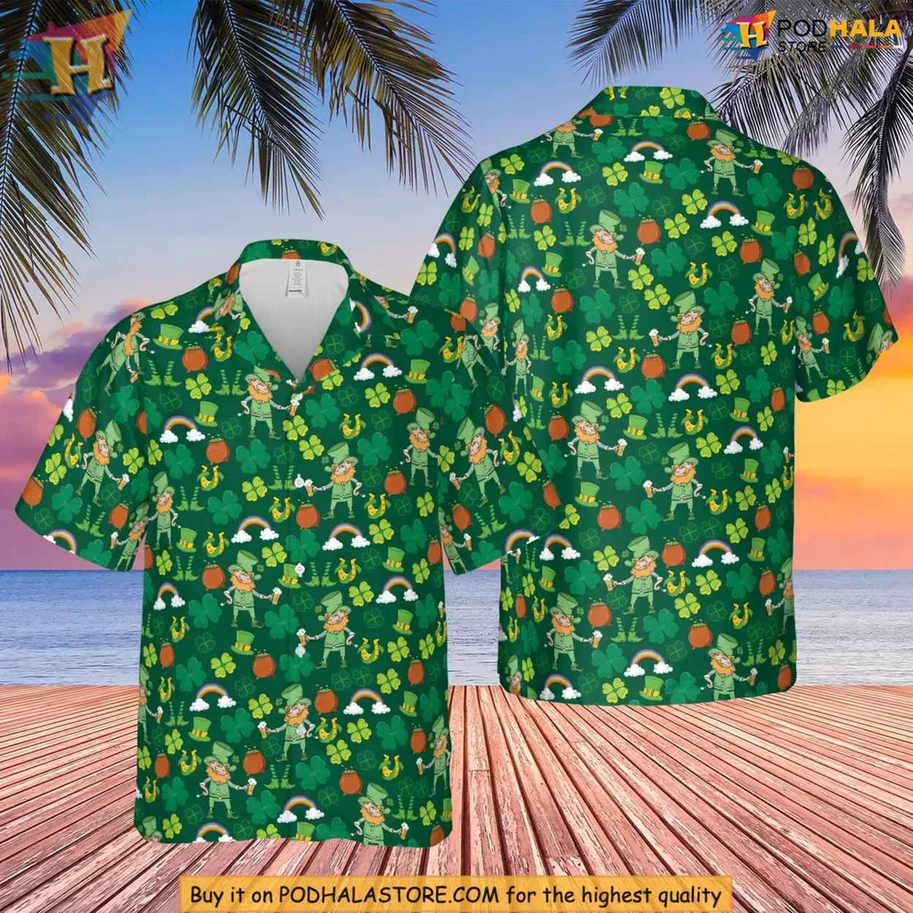 Shamrock Leprechaun Hawaiian Shirt For St Patricks Day Celebration