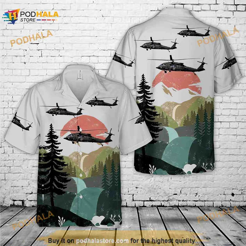Sikorsky Uh 60m Hawaiian Shirt With Scenic Landscape Design