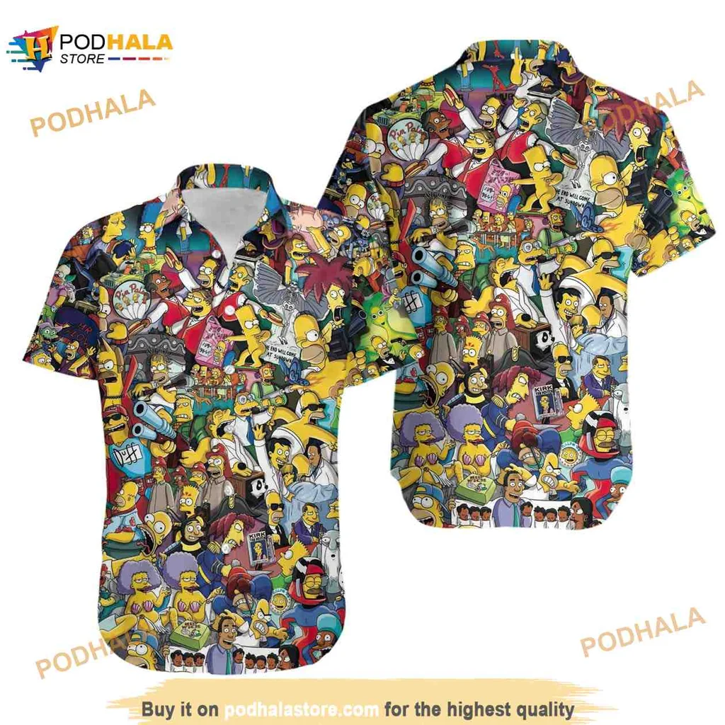 Simpsons Cartoon Vintage Hawaiian Shirt Featuring Iconic Characters