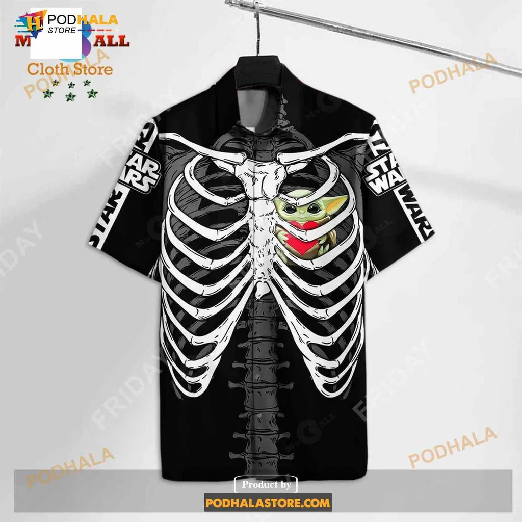 Skeleton Star Wars Aloha Shirt With Cartoon Character Design Skeleton Star Wars Aloha Shirt With Cartoon Character Design