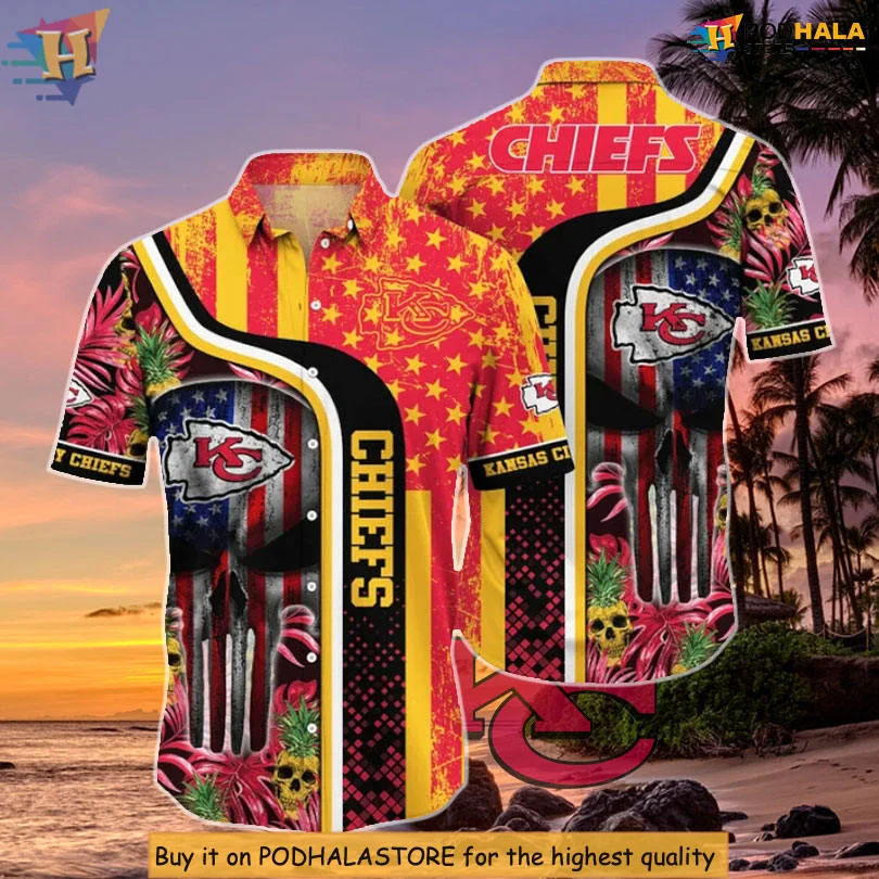 Skull Tropical Kansas City Chiefs Hawaiian Shirt With Bold Design