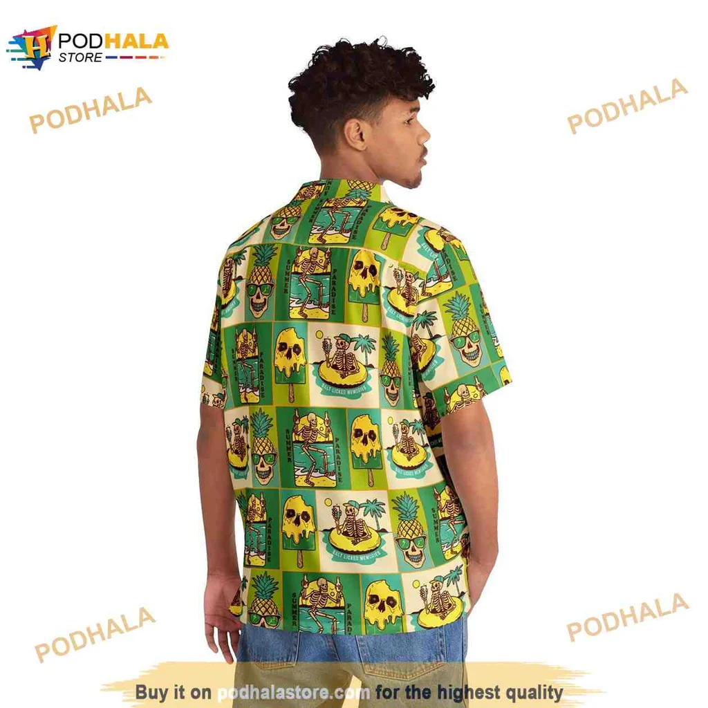 Skull Tropical Vacation Aloha Shirt Featuring Fun Summer Graphics Skull Tropical Vacation Aloha Shirt Featuring Fun Summer Graphics
