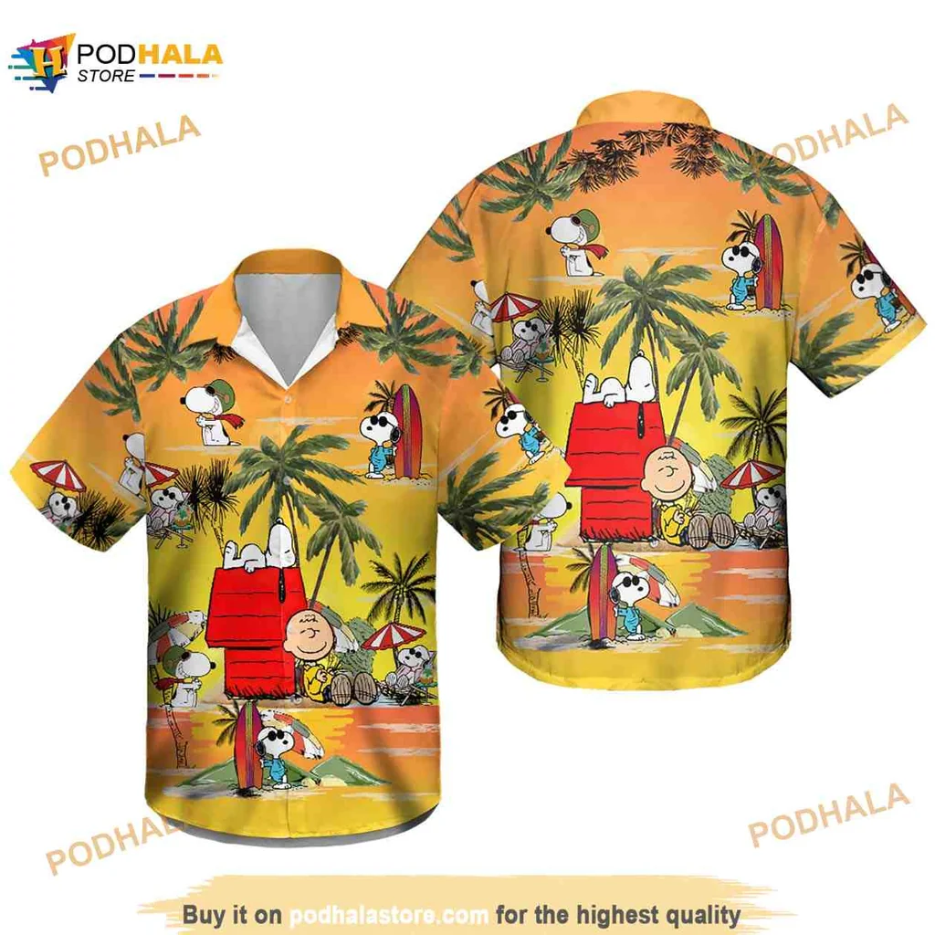 Snoopy Beach Cartoon Hawaiian Shirt, Fun Summer Attire For Peanuts Fans