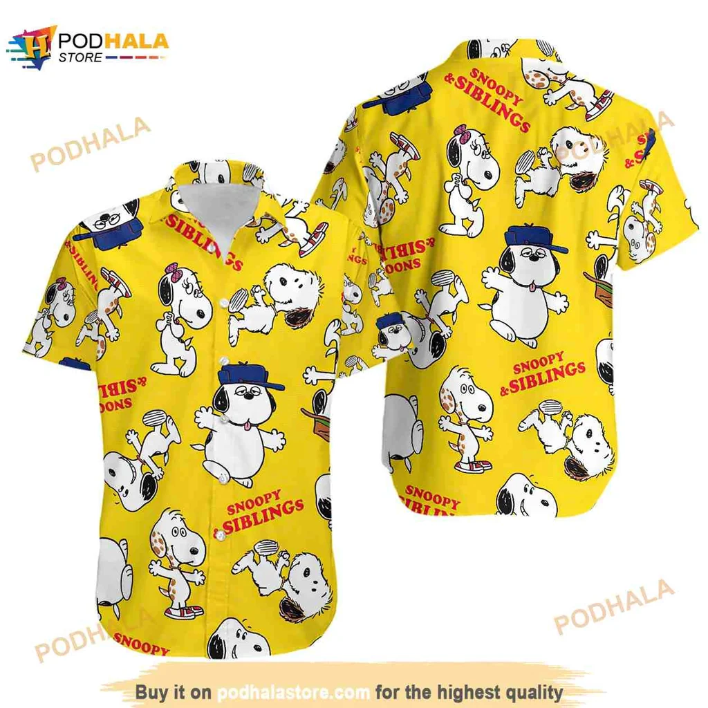 Snoopy Beach Family Hawaiian Shirt With Playful Illustrations