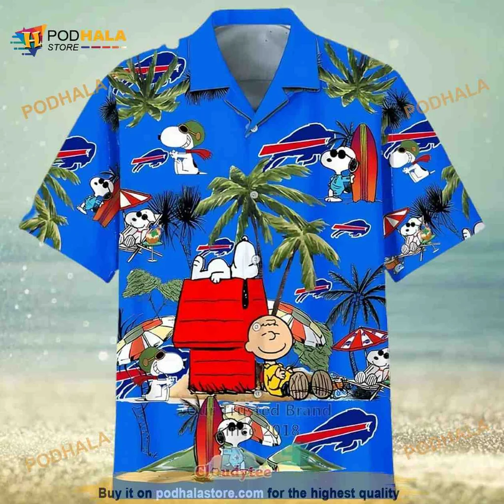 Snoopy Charlie Brown Buffalo Bills Hawaiian Shirt With Tropical Design