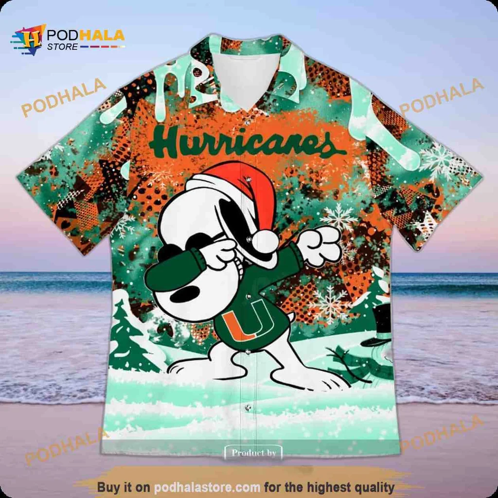 Snoopy Dabbing Miami Hurricanes Shirt, Funny Hawaiian Design For Beach Fun