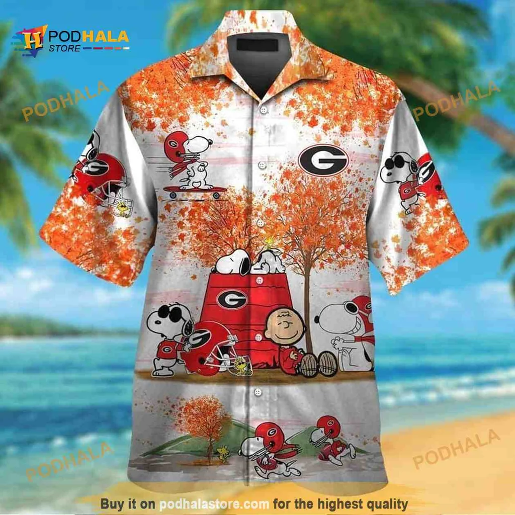 Snoopy Georgia Bulldogs Hawaiian Shirt With Playful Design And Logo