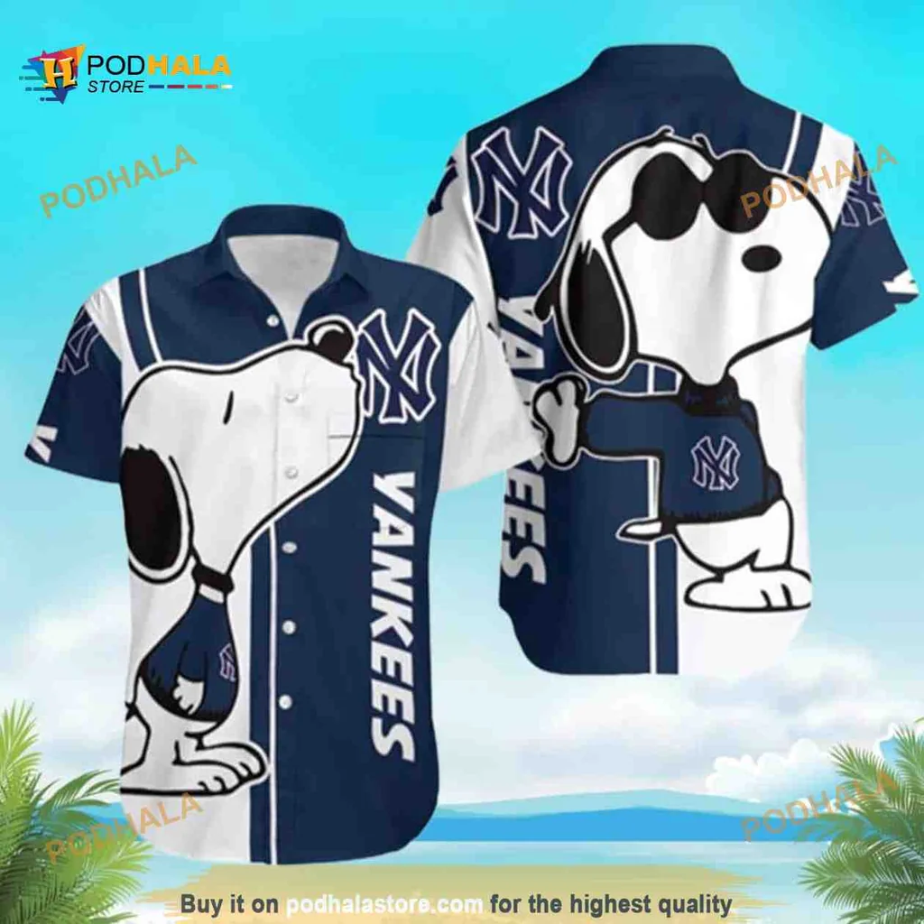 Snoopy New York Yankees Hawaiian Shirt With Playful Design For Summer Fun