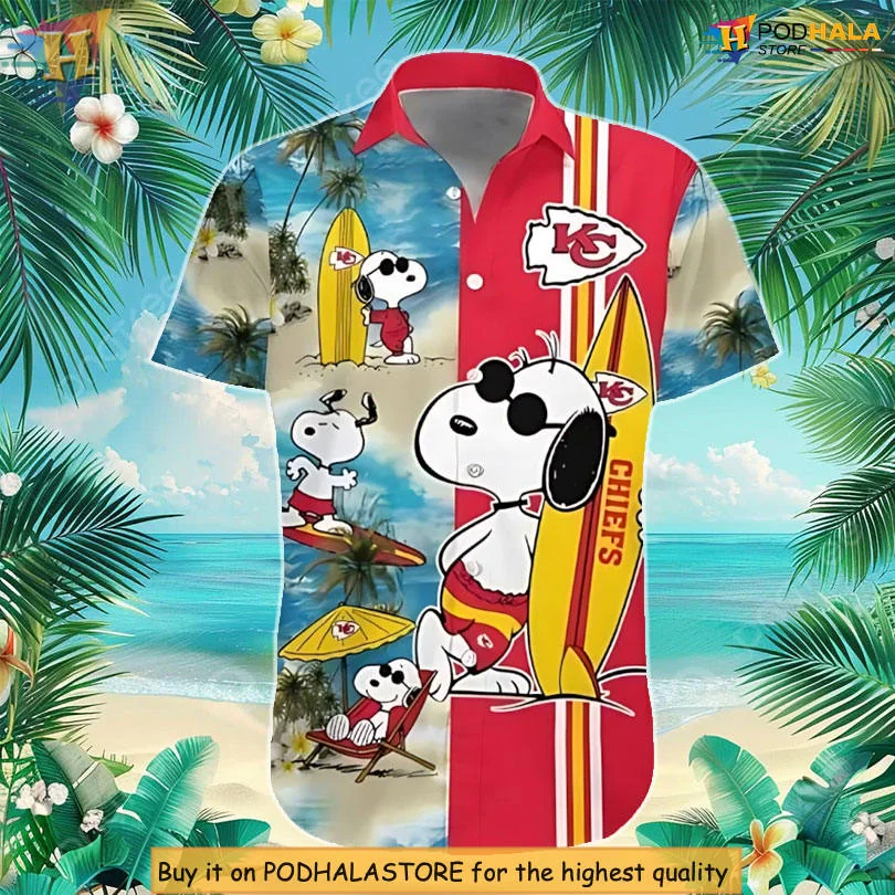 Snoopy Surfing Kansas City Chiefs Hawaiian Shirt With Vibrant Design