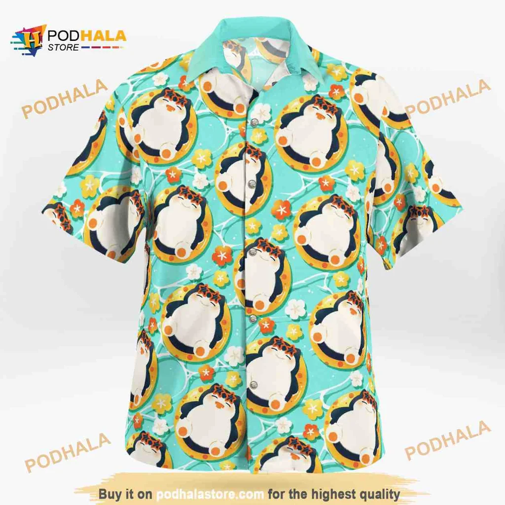 Snorlax Beach Vacation Hawaiian Shirt With Tropical Floral Design