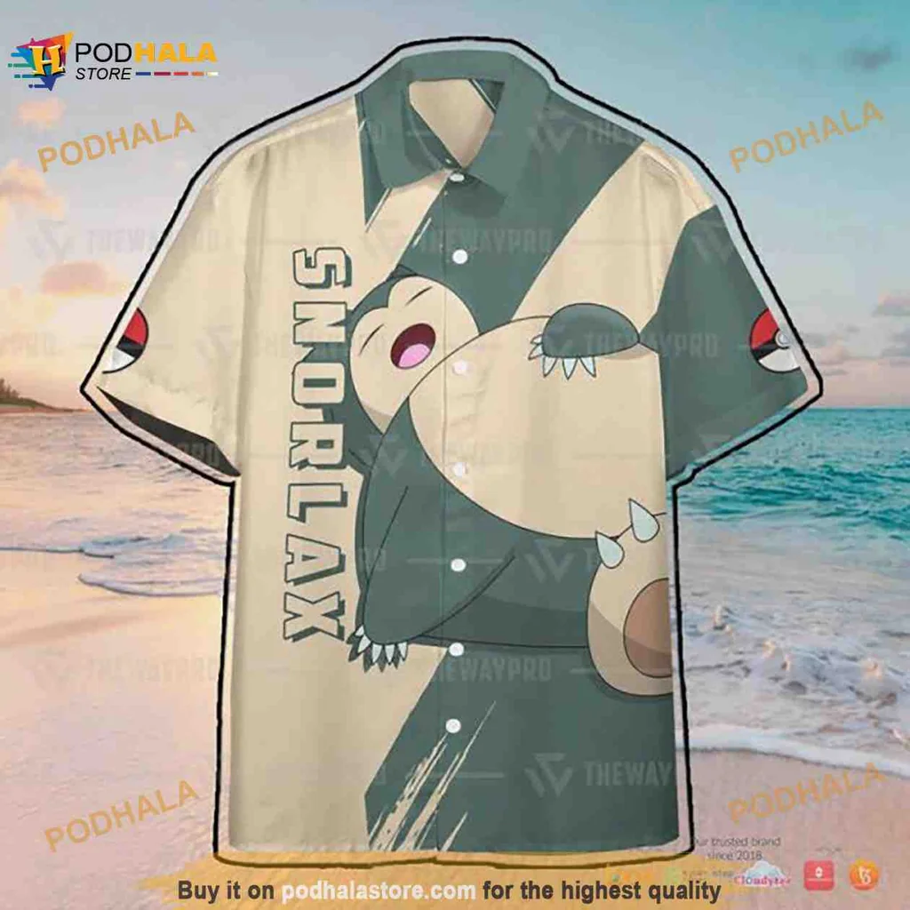 Snorlax Cartoon Aloha Shirt With Playful Design For Pokémon Fans
