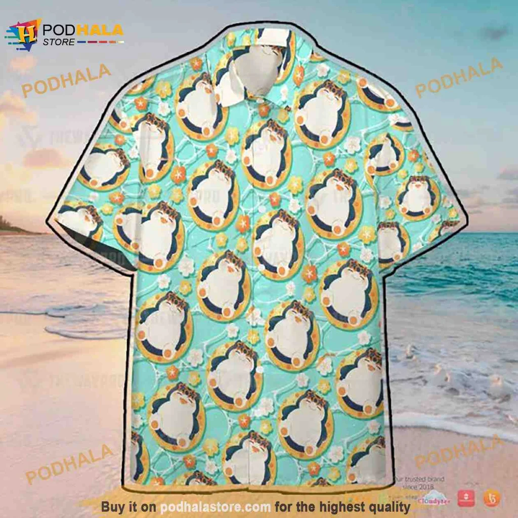 Snorlax Tropical Aloha Shirt With Colorful Palm Trees And Flowers