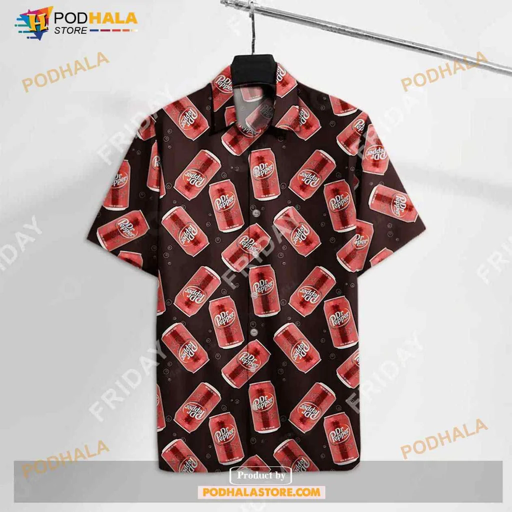 Soda Can Pattern Hawaiian Shirt Featuring Playful Illustrated Cans