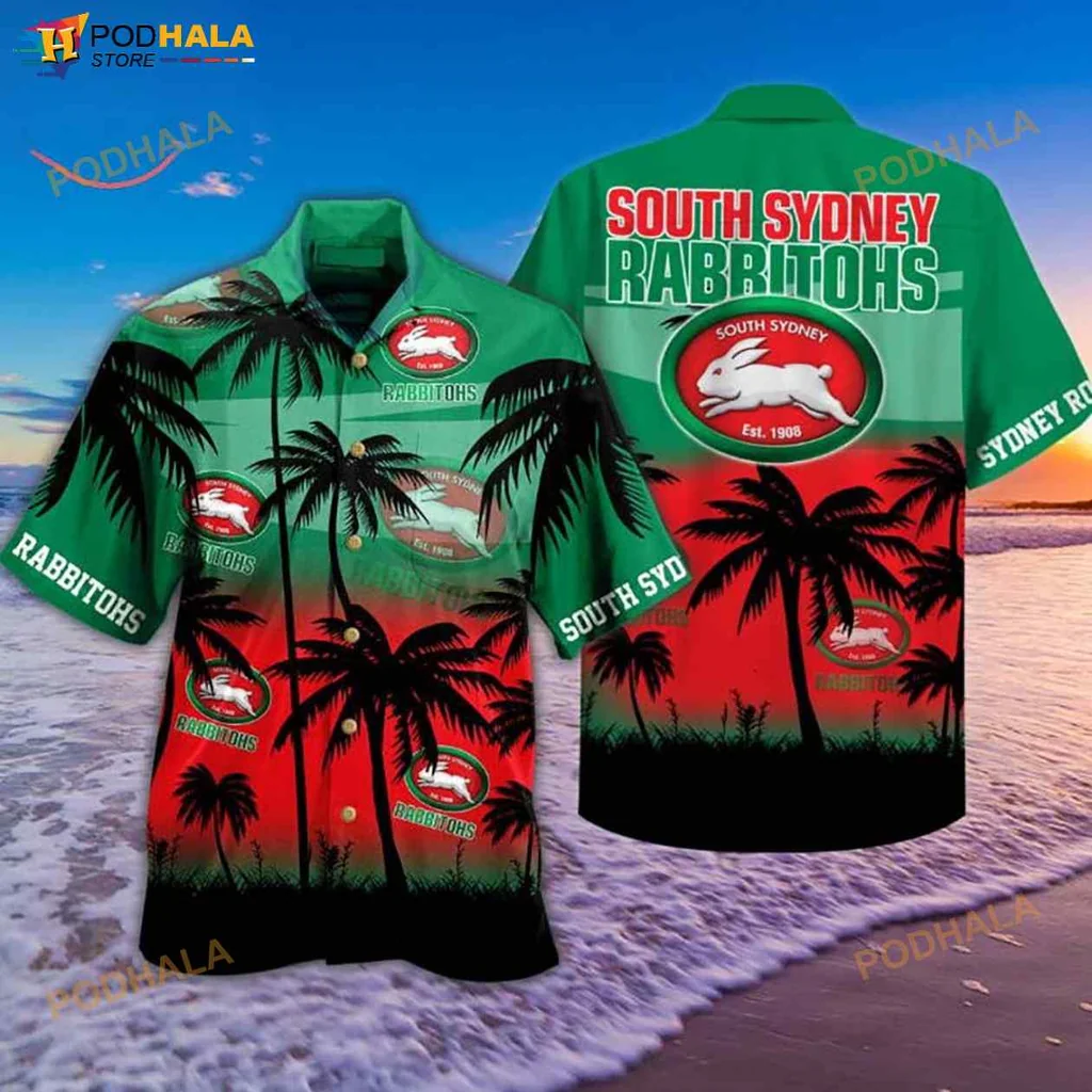 South Sydney Rabbitohs Hawaiian Shirt, 3d Funny Design With Tropical Theme
