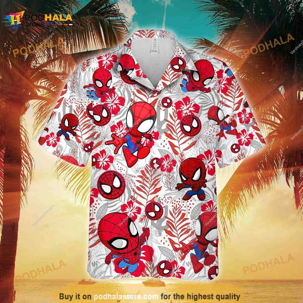 Spider Man Tropical Hawaiian Shirt, Colorful Summer Design For Families