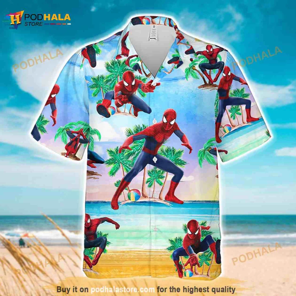 Spider Man Tropical Hawaiian Shirt With Vibrant Beach Design