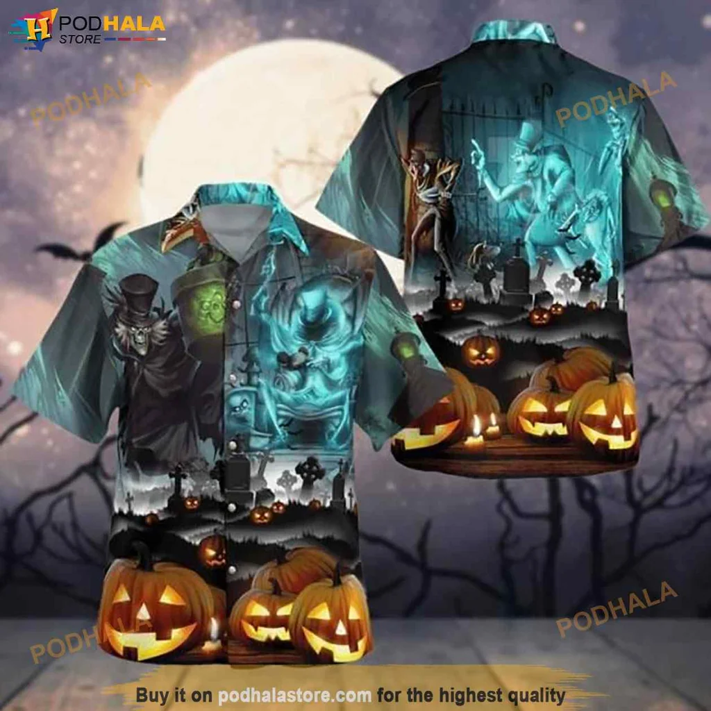 Spooky Pumpkin Aloha Hawaiian Shirt, Funny Halloween Shirt With Ghosts And Pumpkins