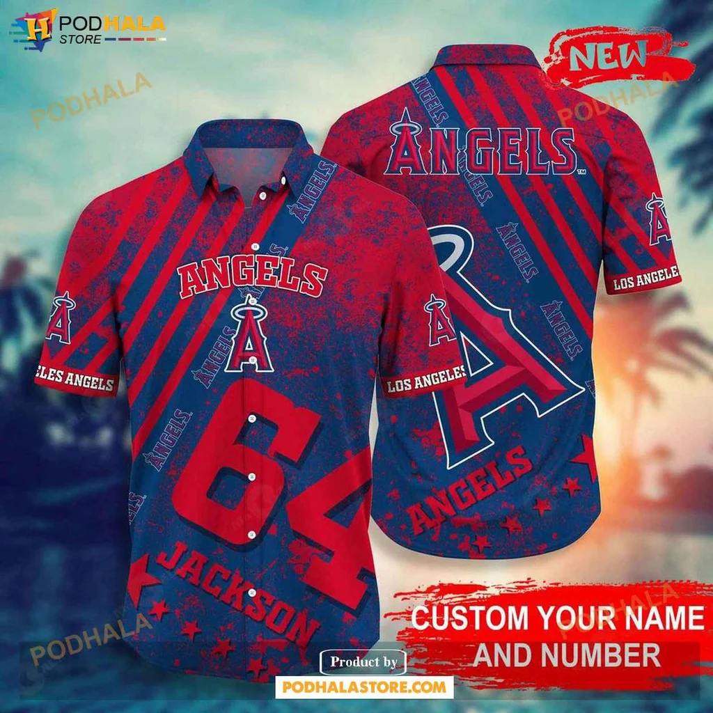 Sporty Angels Aloha Shirt, Personalized Los Angeles Angels Mlb Summer Shirt