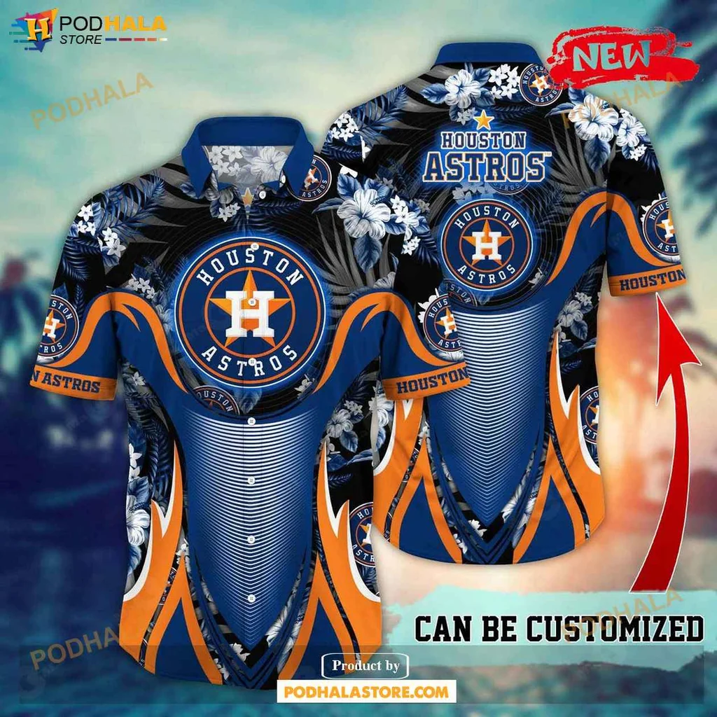Sporty Astros Aloha Shirt, Vibrant Floral Houston Astros Summer Shirt