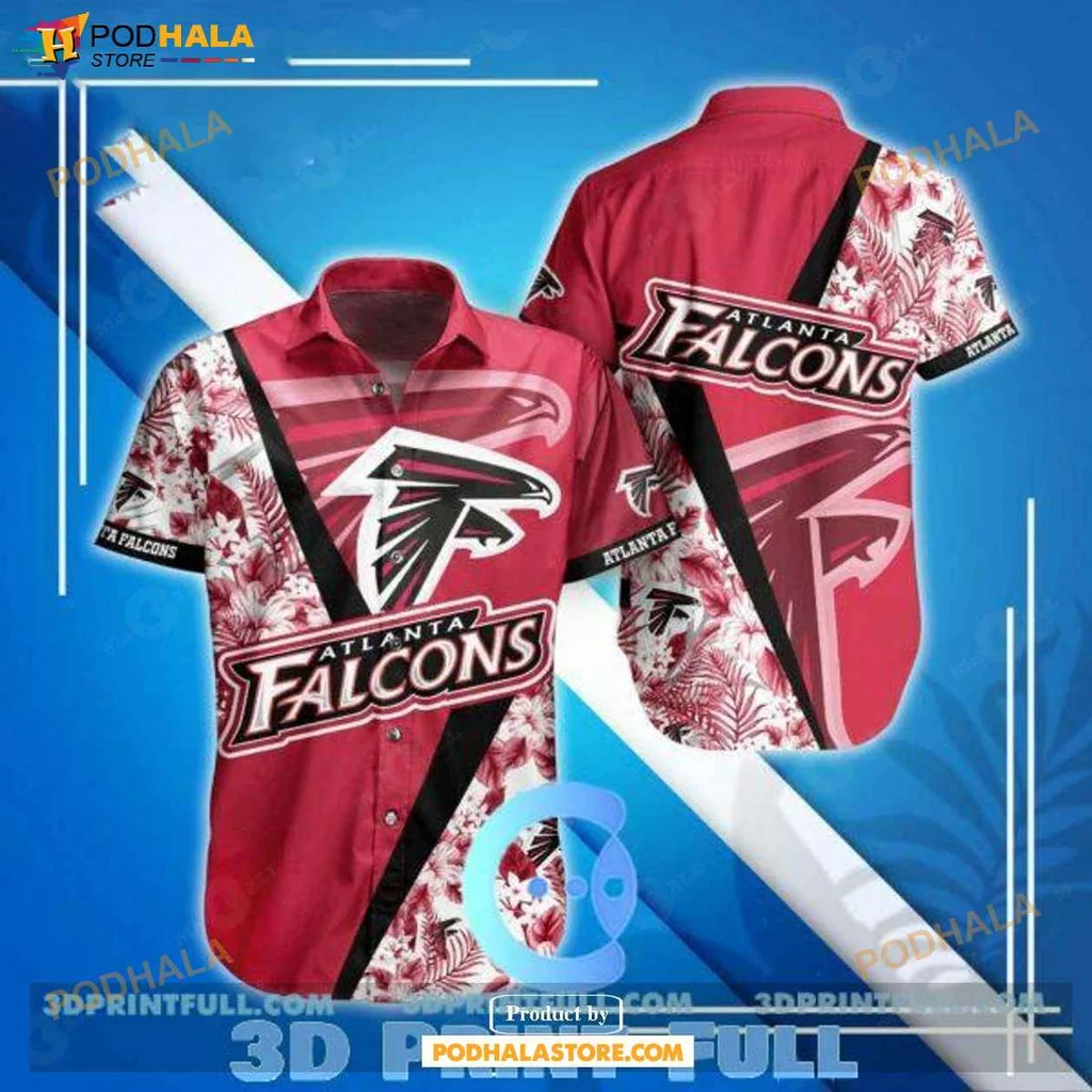 Sporty Atlanta Falcons Hawaiian Shirt, Vibrant Red Black Summer Design