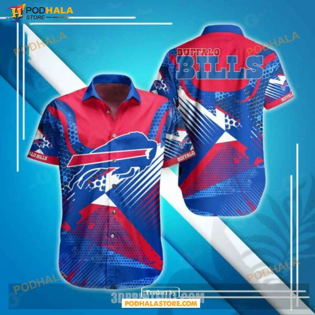Sporty Buffalo Bills Hawaiian Shirt, Vibrant Blue And Red Design For Summer Fans