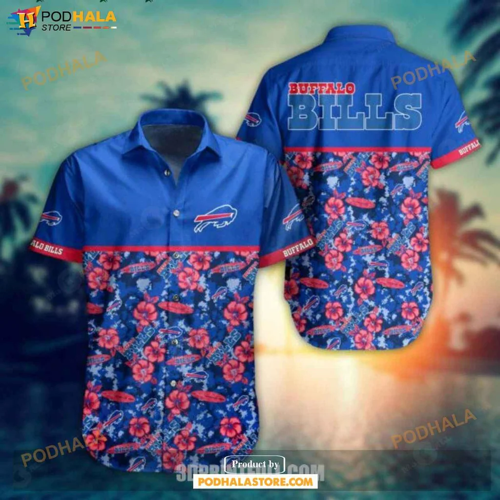 Sporty Buffalo Bills Hawaiian Shirt, Vibrant Blue Floral Design For Summer Fun