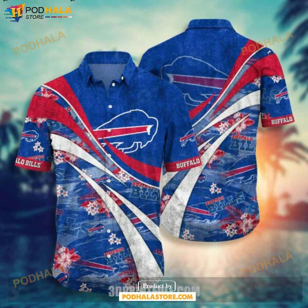 Sporty Buffalo Bills Hawaiian Shirt With Vibrant Blue And Red Design