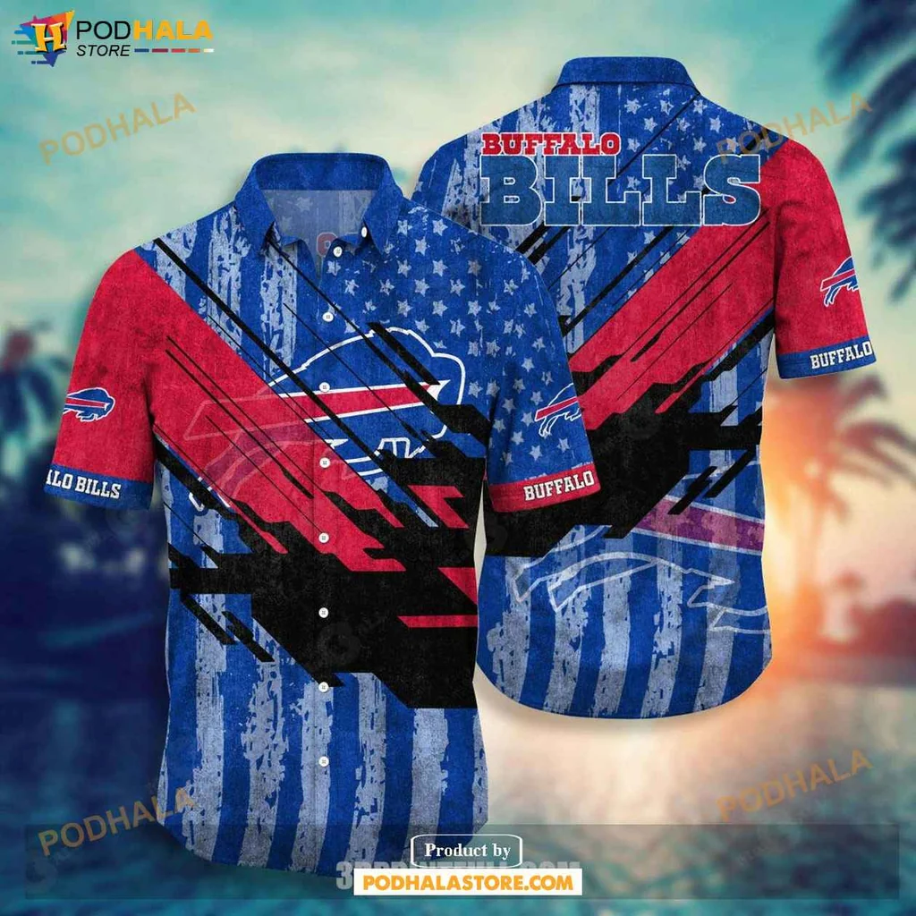 Sporty Buffalo Bills Hawaiian Shirt With Vibrant Red, Blue And White Design