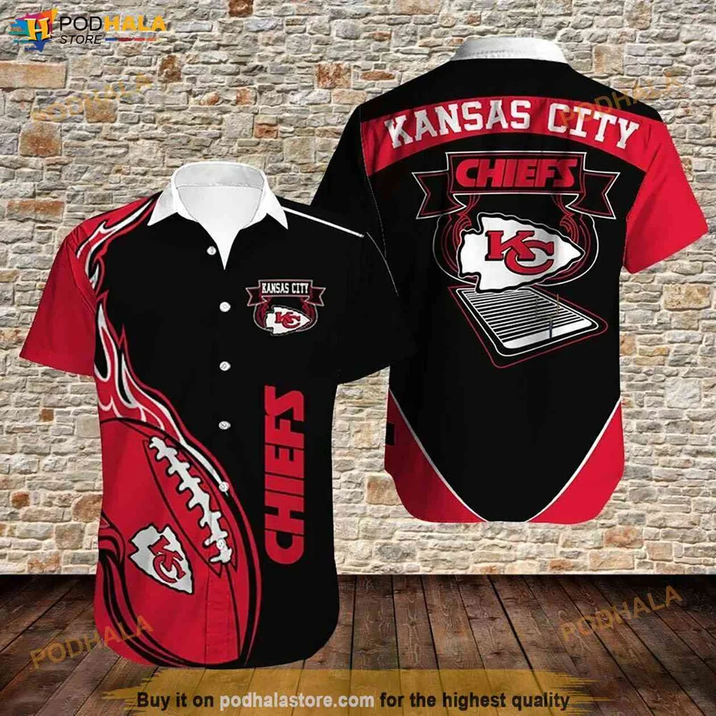 Sporty Kansas City Chiefs Hawaiian Shirt, Vibrant Button Down For Game Day