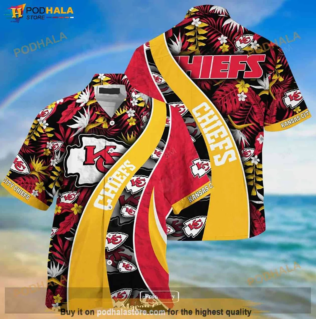 Sporty Kansas City Chiefs Hawaiian Shirt, Vibrant Summer Gift For Nfl Fans