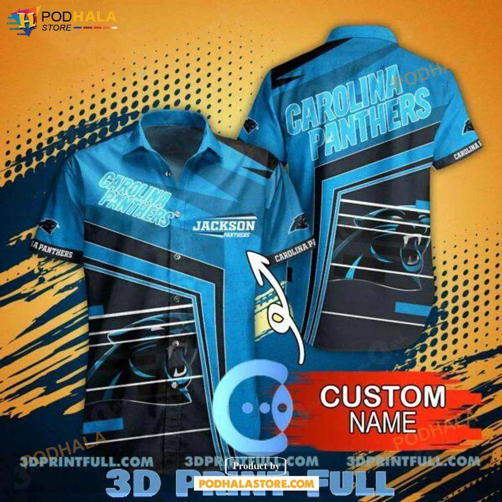 Sporty Panthers Fan Hawaiian Shirt, Carolina Panthers Gift For Football Enthusiasts